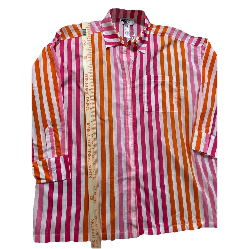 NEW Beach Riot Alexa Top Womens Petite‎ Large White Striped Sunset Long Sleeve - Picture 3 of 7